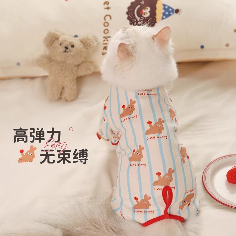 猫咪衣服防掉毛护肚衣秋装小猫绝育断奶宠物猫猫冬季四脚德绒秋冬图3