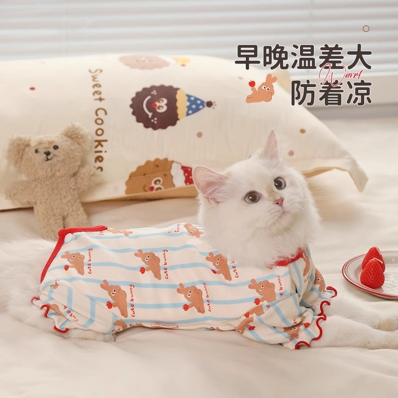 猫咪衣服防掉毛护肚衣秋装小猫绝育断奶宠物猫猫冬季四脚德绒秋冬图2