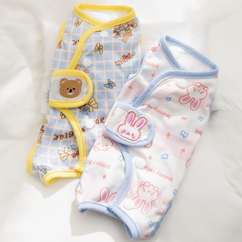 春夏季薄款小型犬包肚衣猫咪四脚断奶宠物手术服猫绝育服狗狗衣服图3