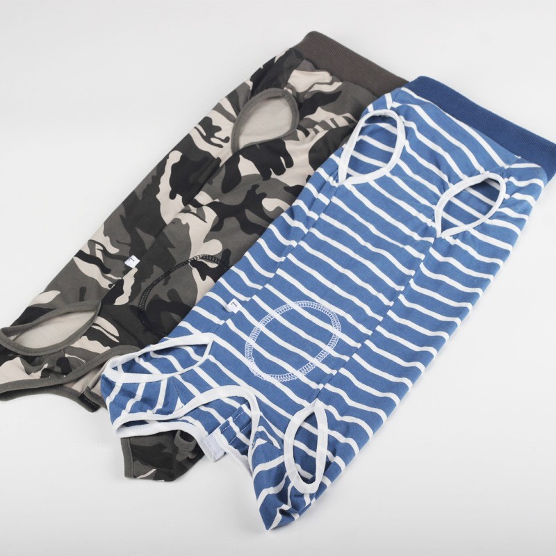 跨境爆款宠物绝育服手术服条纹狗狗断奶夏季术后康复四脚护理衣服图2