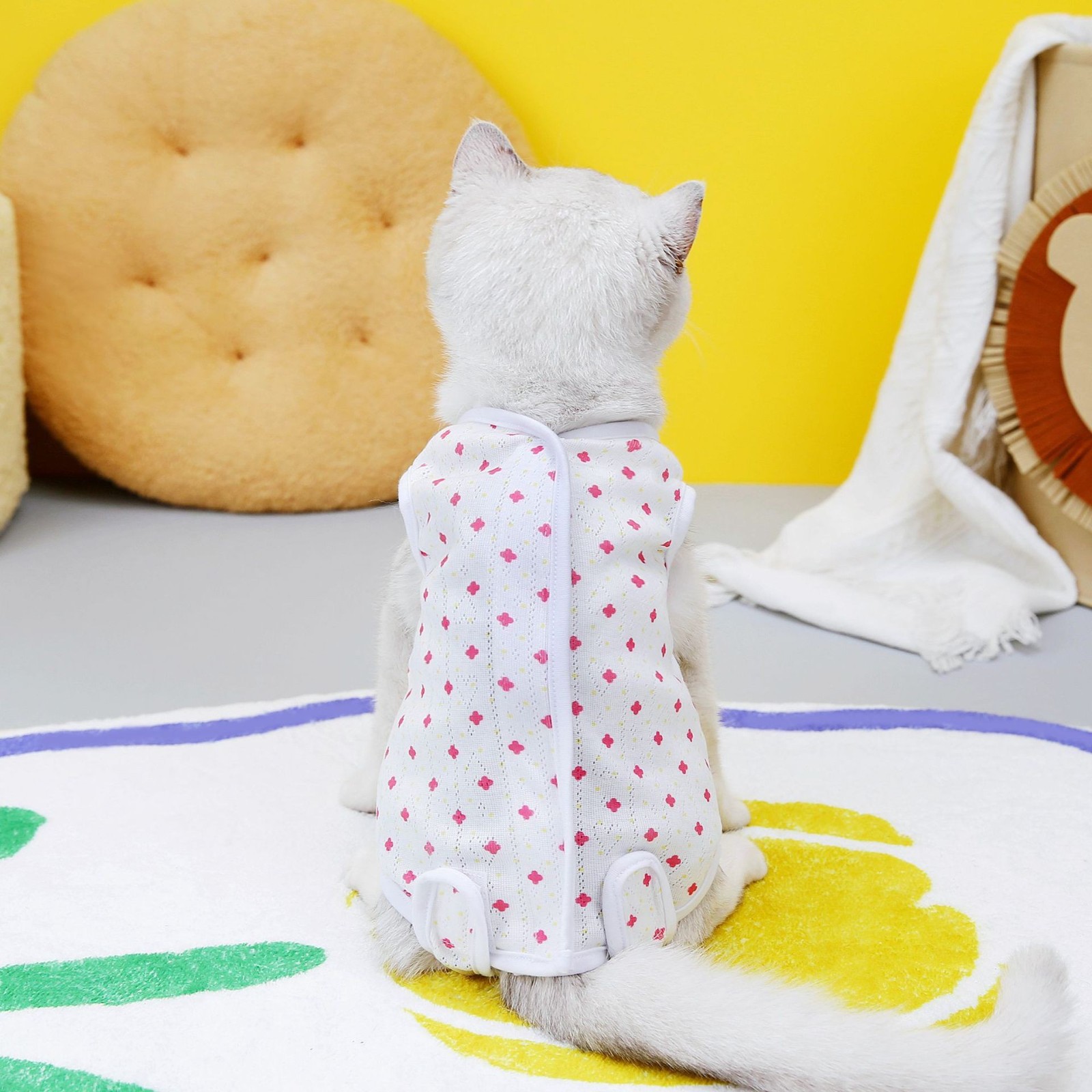 宠物猫咪绝育服猫咪产后衣服手术服防舔断奶服23四叶花猫咪绝育服图2