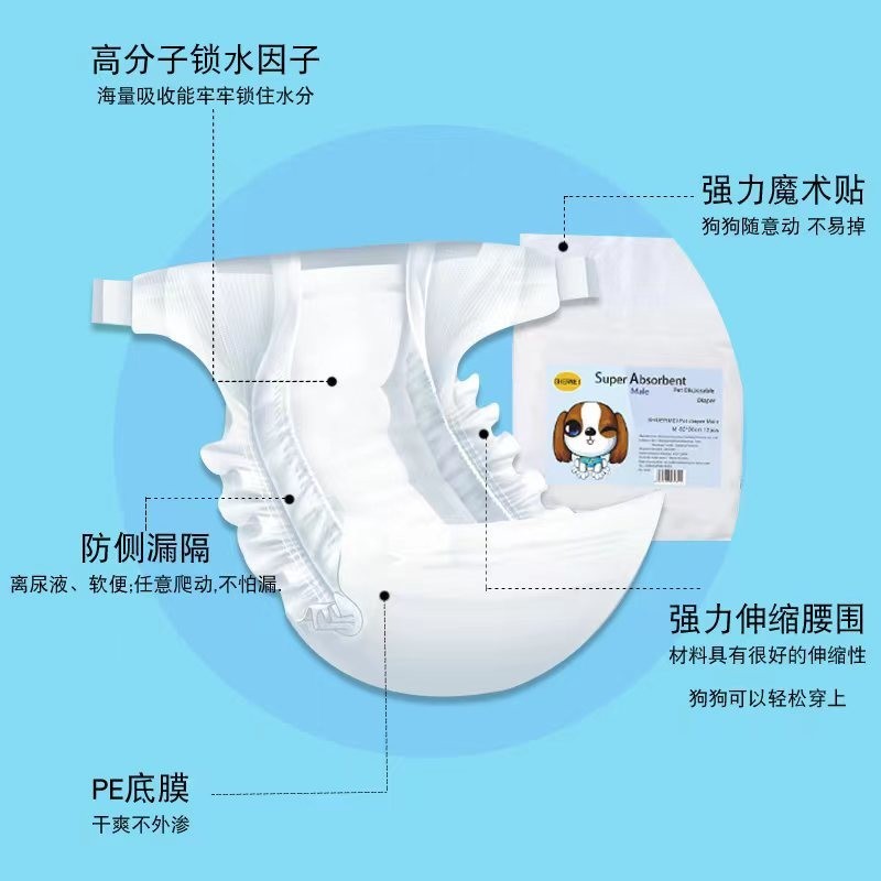一次性宠物纸尿裤尿垫尿不湿防侧隔漏魔术贴口狗狗生理裤狗狗尿垫图2