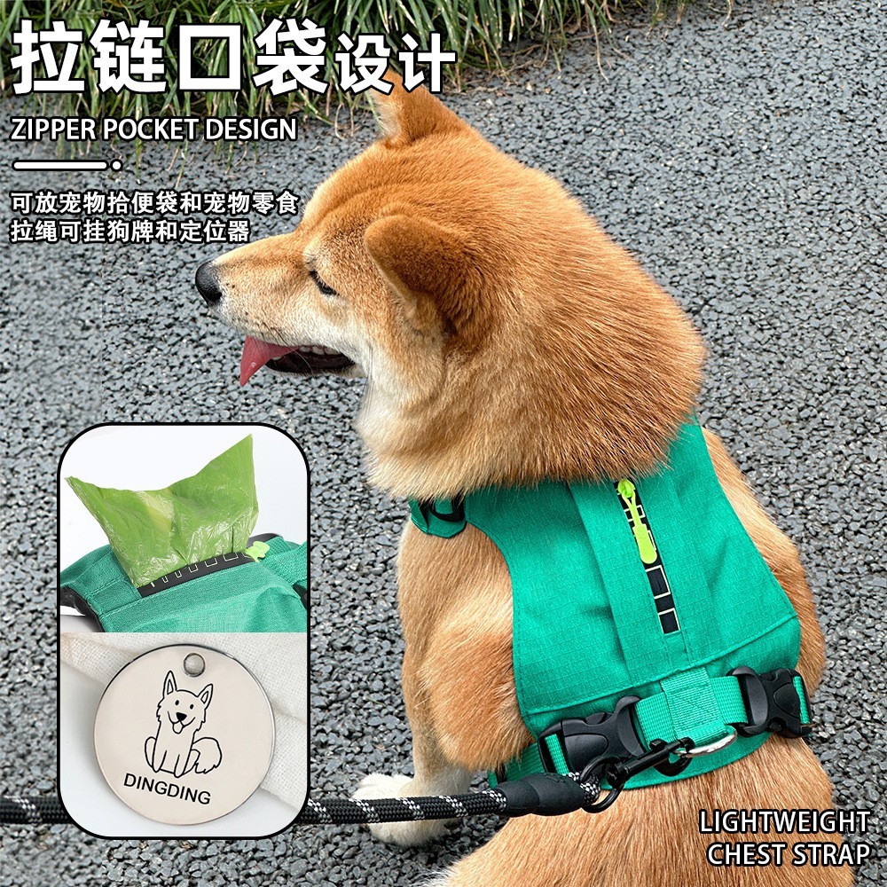 跨境狗狗牵引绳 透气防水防爆冲中小型犬宠物狗链狗狗胸背遛狗绳图2