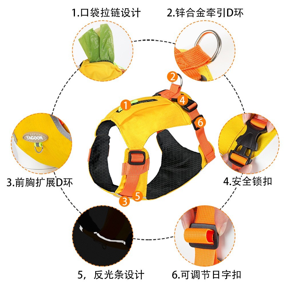 跨境狗狗牵引绳 透气防水防爆冲中小型犬宠物狗链狗狗胸背遛狗绳图3