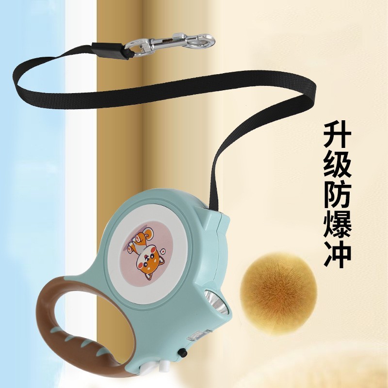 跨境专供自动伸缩狗绳带灯防爆冲牵引器中小型犬遛狗绳图2