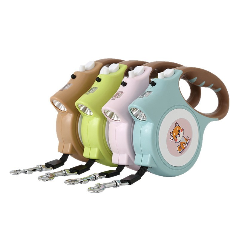 跨境专供自动伸缩狗绳带灯防爆冲牵引器中小型犬遛狗绳图5