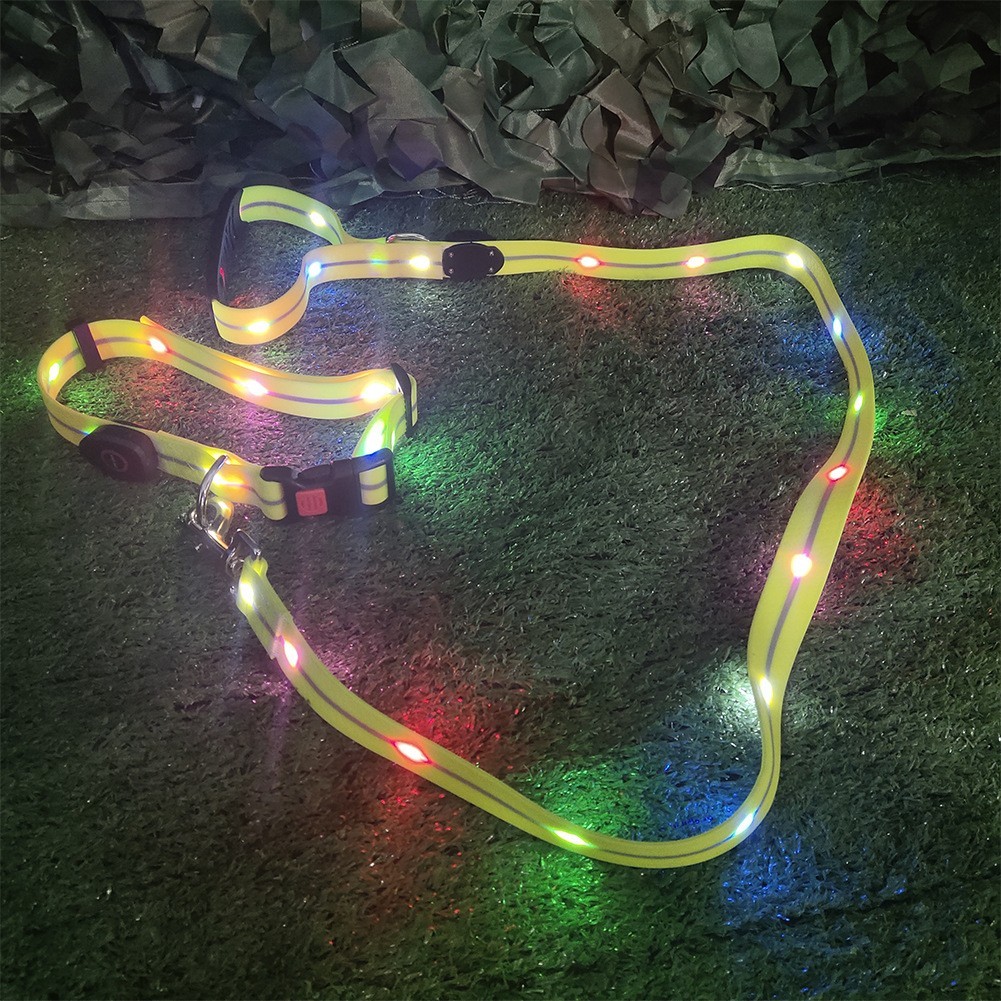 宠物用品狗狗可调节牵引绳宠物PVC材质发光项圈遛狗绳套装USB充电图4