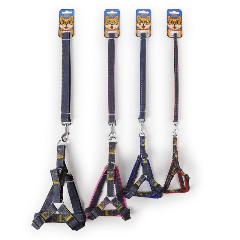 遛狗绳宠物用品胸背牵引狗绳牛仔背带宠物狗狗牵引绳图5