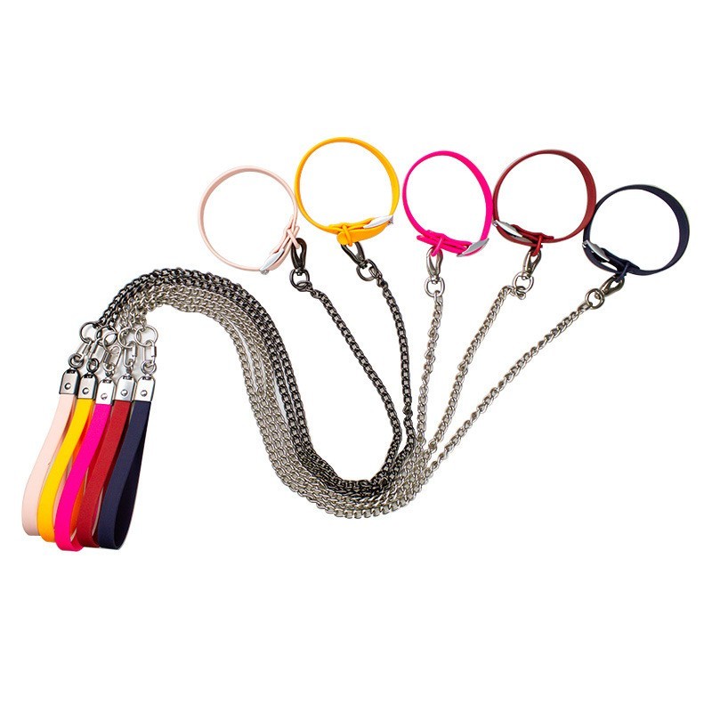 狗狗不锈钢铁链牵引绳 金毛拉布拉多中大型犬PVC包胶脖套拴狗绳图5