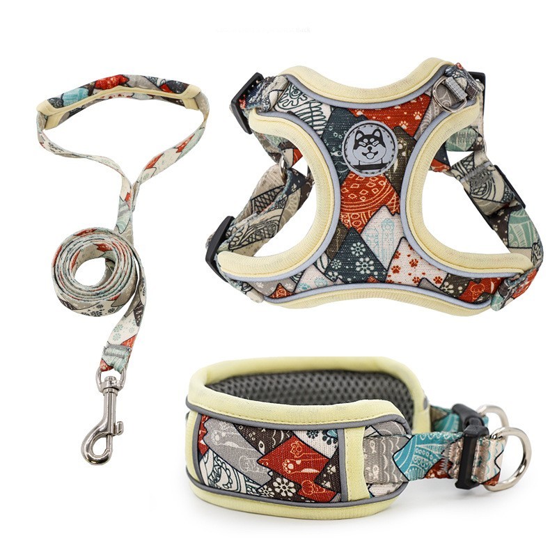 跨境宠物牵引绳定制印花胸背带牵引绳狗绳来图来样加工定制图2
