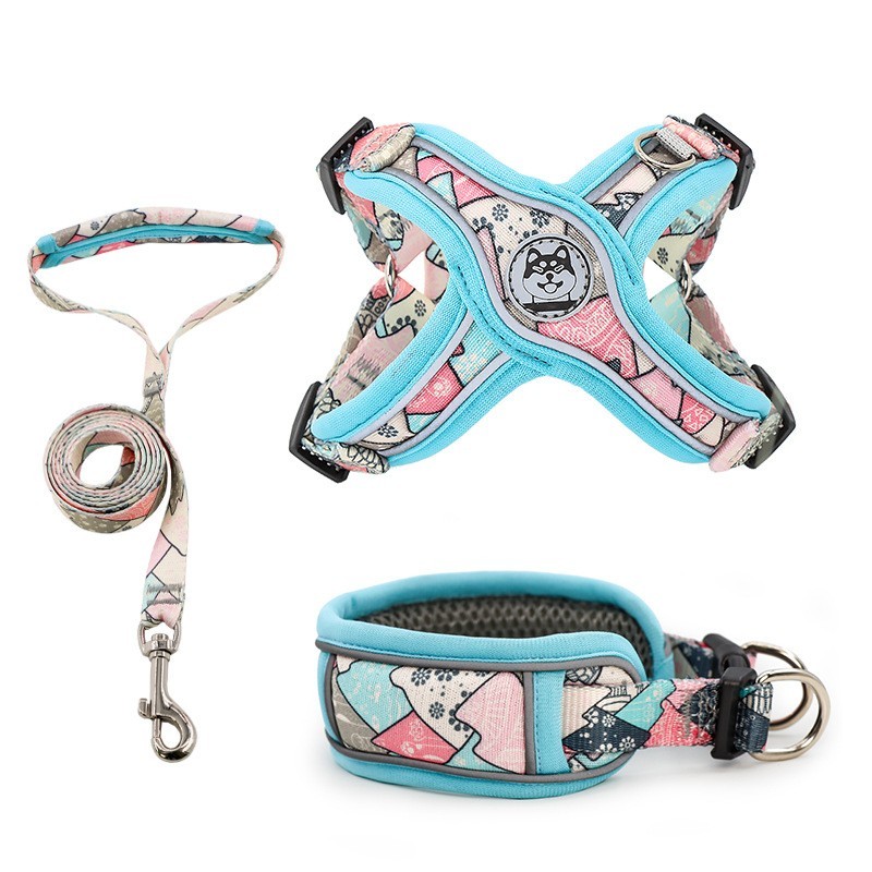 跨境宠物牵引绳定制印花胸背带牵引绳狗绳来图来样加工定制图3