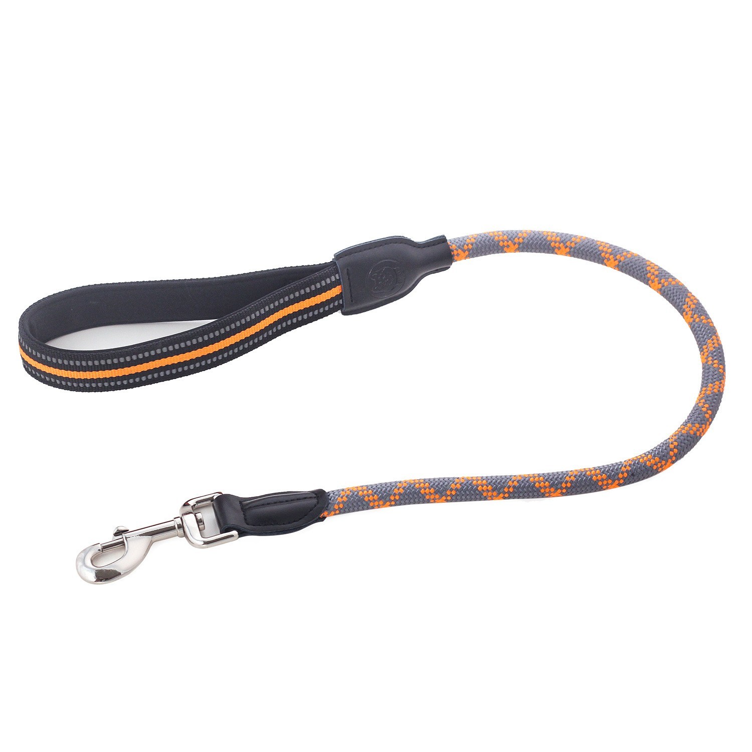 皮质反光短款牵引绳厂家中大型犬防爆冲训练短牵圆绳狗绳子图4