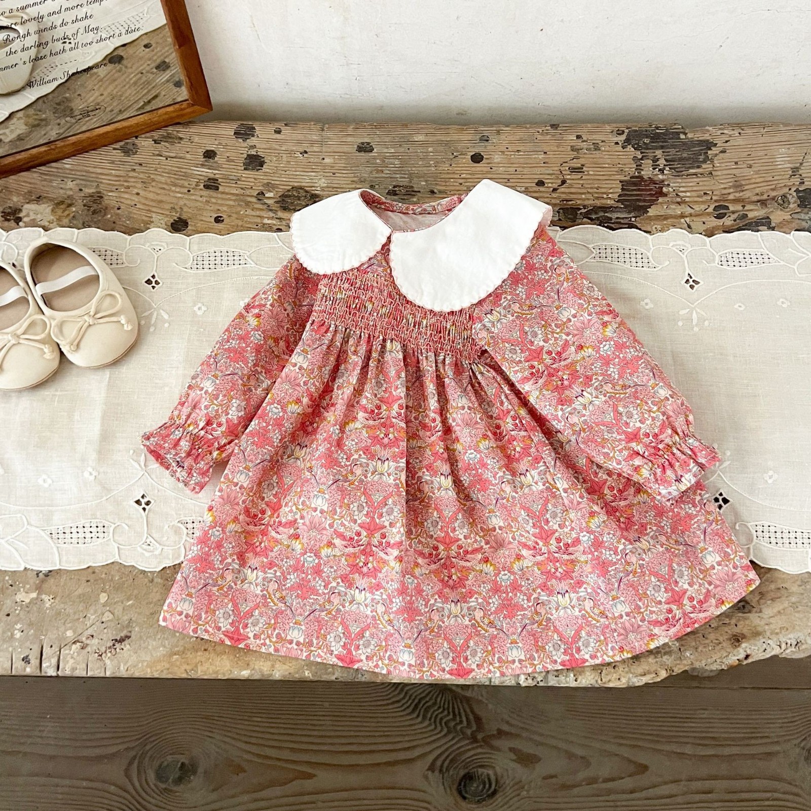 ins女童纯棉碎花翻领连衣裙中小童宽松休闲百搭裙子春秋季连衣裙图2