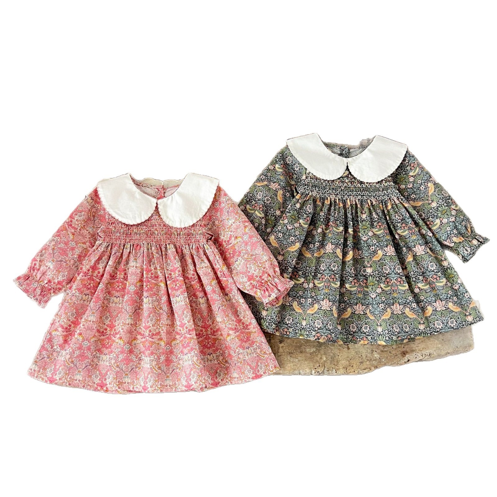 ins女童纯棉碎花翻领连衣裙中小童宽松休闲百搭裙子春秋季连衣裙图5