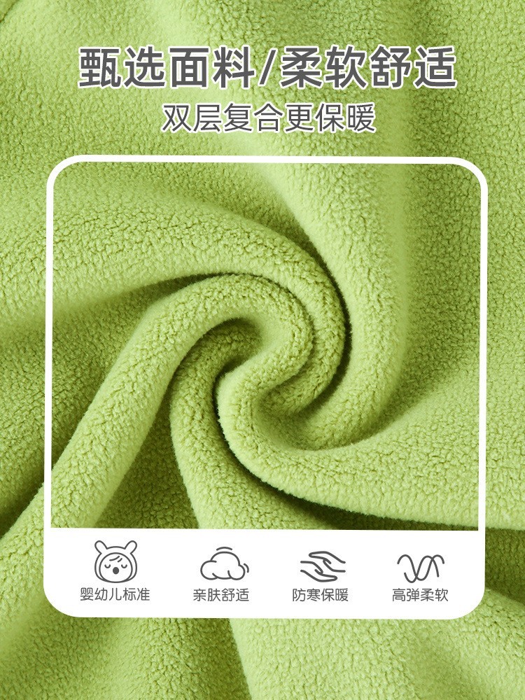 秋冬款宝宝摇粒绒套装婴儿外套保暖上衣裤子儿童衣服两件套童装图3