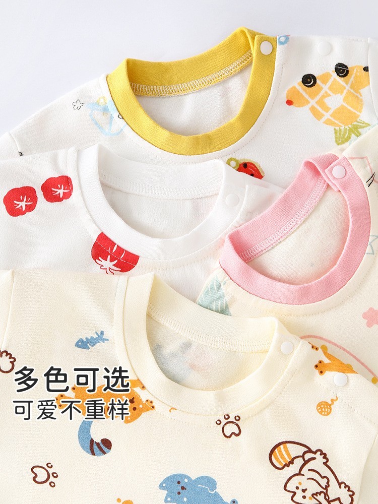 宝宝秋衣套装全棉婴儿高腰护肚秋裤男女长袖分体睡衣儿童套装童装图3