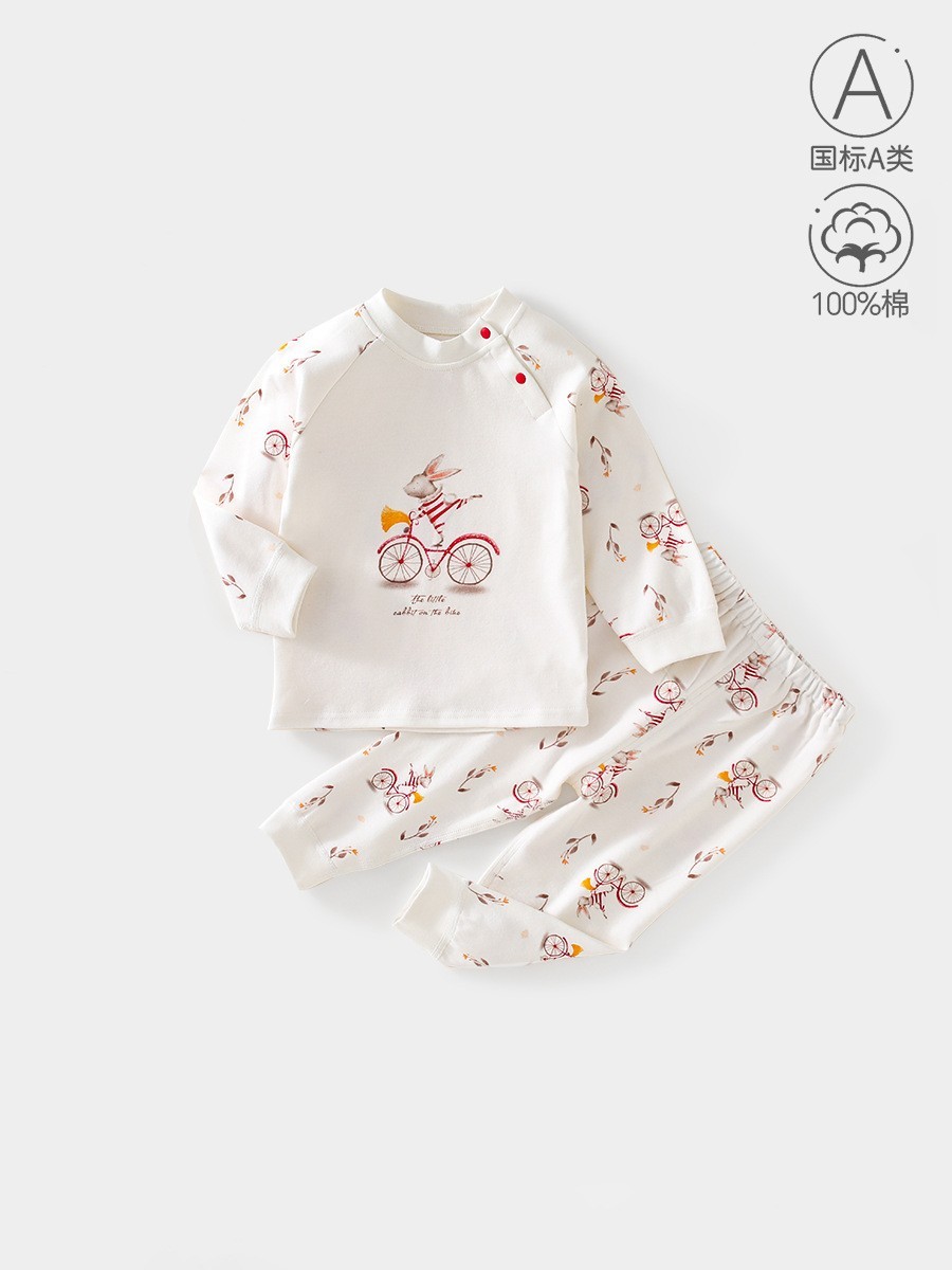 新生婴儿套装四季纯棉男女宝宝衣服居家内衣儿童圆领肩开上衣裤子图2