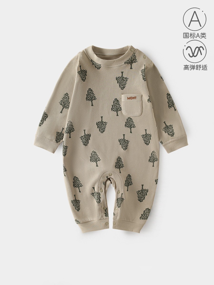 加工定制婴儿衣服春秋款长袖打底爬服优可丝哈衣外出婴儿连体衣