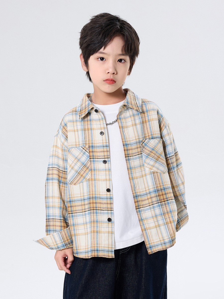 【加工定制】湖州织里童装儿童长袖衬衫中大童春秋装小单定做