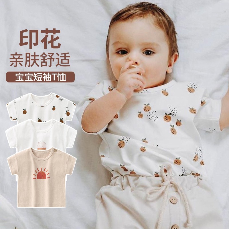 外贸童装工厂定制宝宝短袖T恤夏装纯棉数码印花婴儿上衣衣服图5
