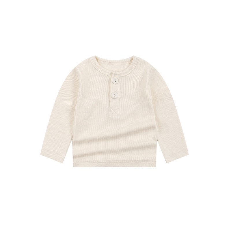 外贸童装工厂定制ins欧美坑条宝宝秋装长袖t恤婴儿打底圆领上衣图5