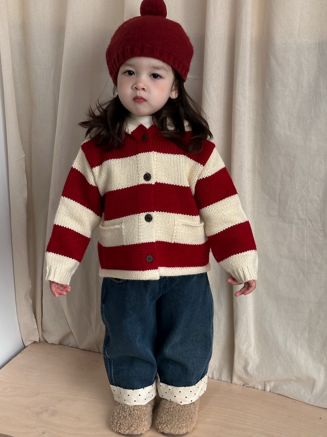 儿童针织毛衣连帽外套2025秋冬宝宝冬装女童加厚套装厂家定制图4