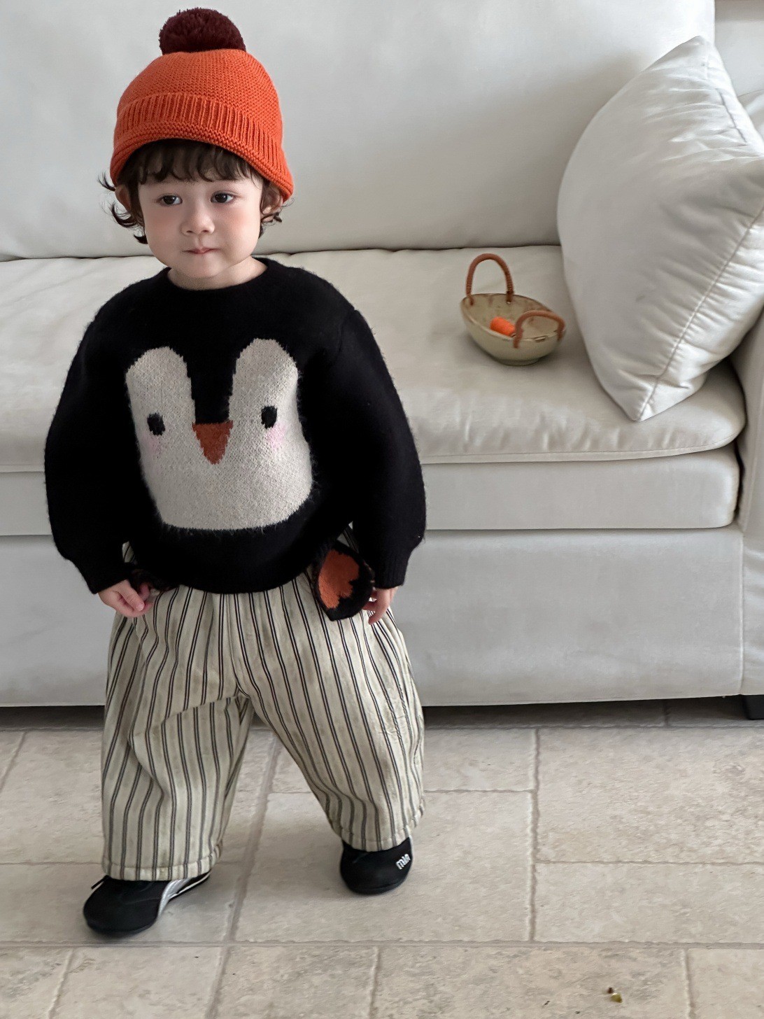 儿童服装秋冬款韩版童装小宝宝企鹅毛衣男童加厚套装工厂定制图5