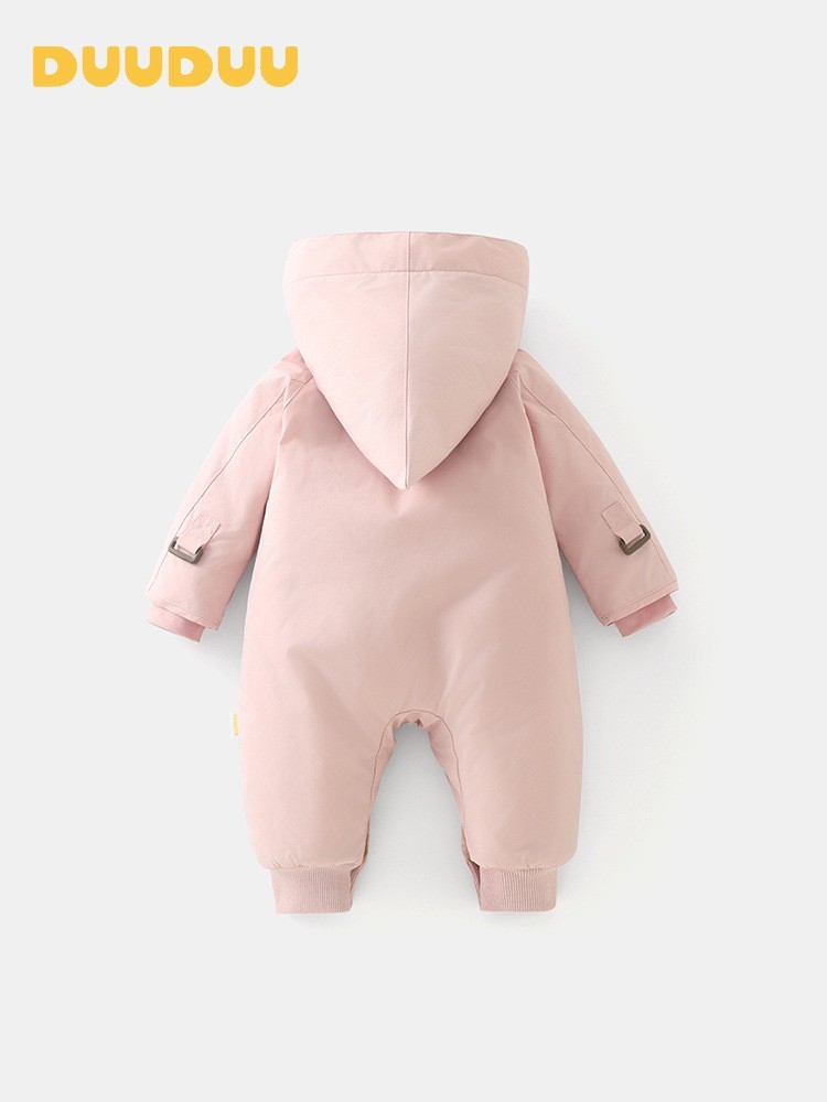 宝宝夹棉衣服2025新生儿棉服加绒爬爬服a类婴儿连体衣秋冬图2