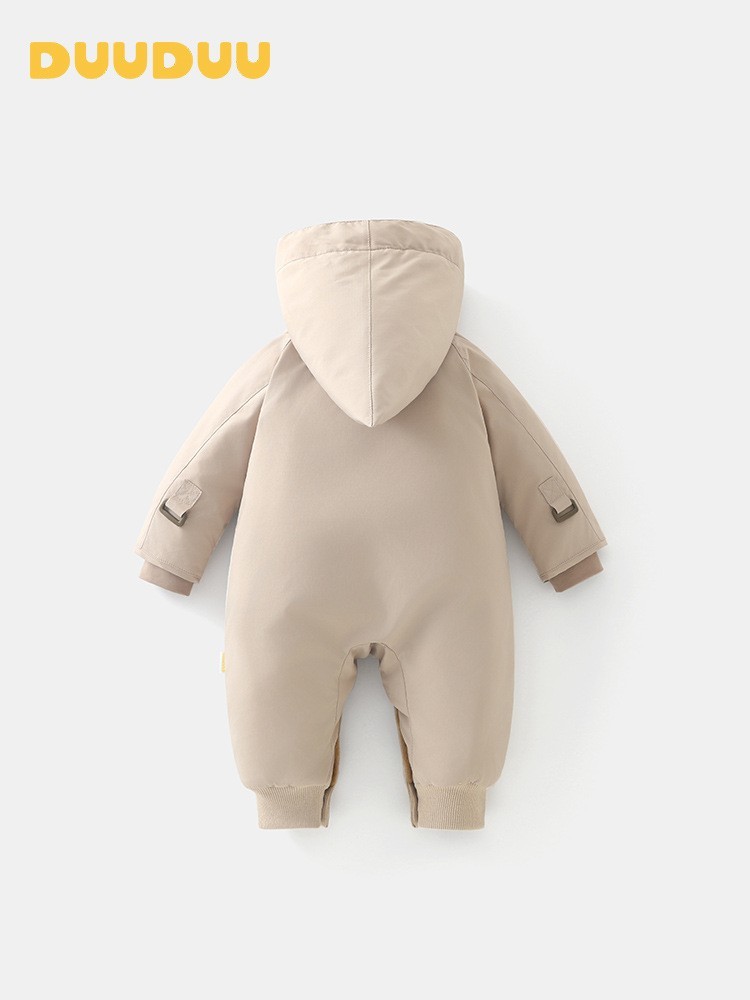 宝宝夹棉衣服2025新生儿棉服加绒爬爬服a类婴儿连体衣秋冬图4