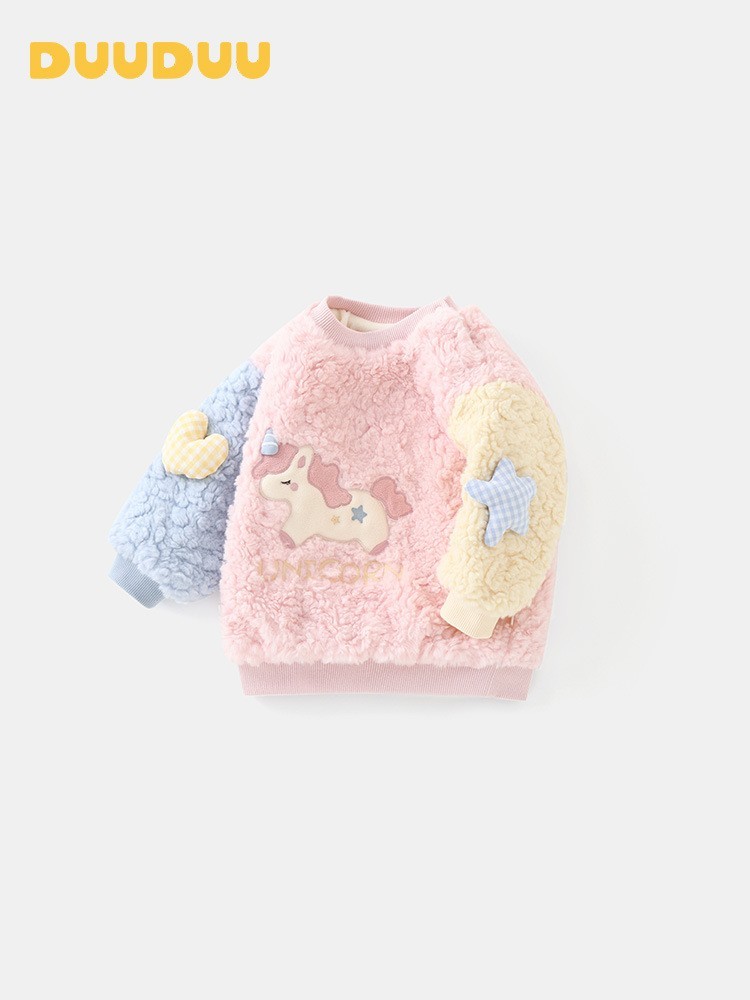 双层宝宝加绒上衣2025新款婴儿加厚衣服a类秋冬款女童卫衣图5