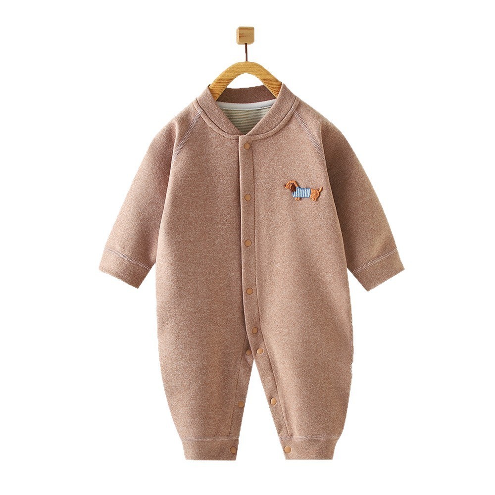 婴童装宝宝连体衣春秋款羊毛蚕丝爬服男女宝宝无骨打底家居服图3