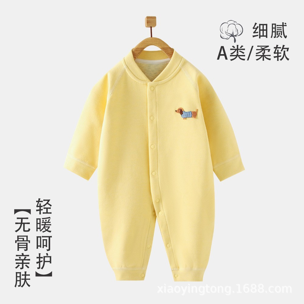 婴童装宝宝连体衣春秋款羊毛蚕丝爬服男女宝宝无骨打底家居服图2