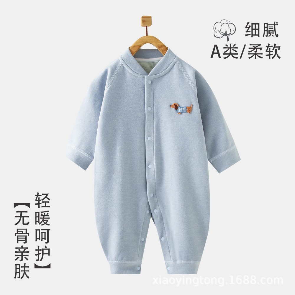 婴童装宝宝连体衣春秋款羊毛蚕丝爬服男女宝宝无骨打底家居服图5