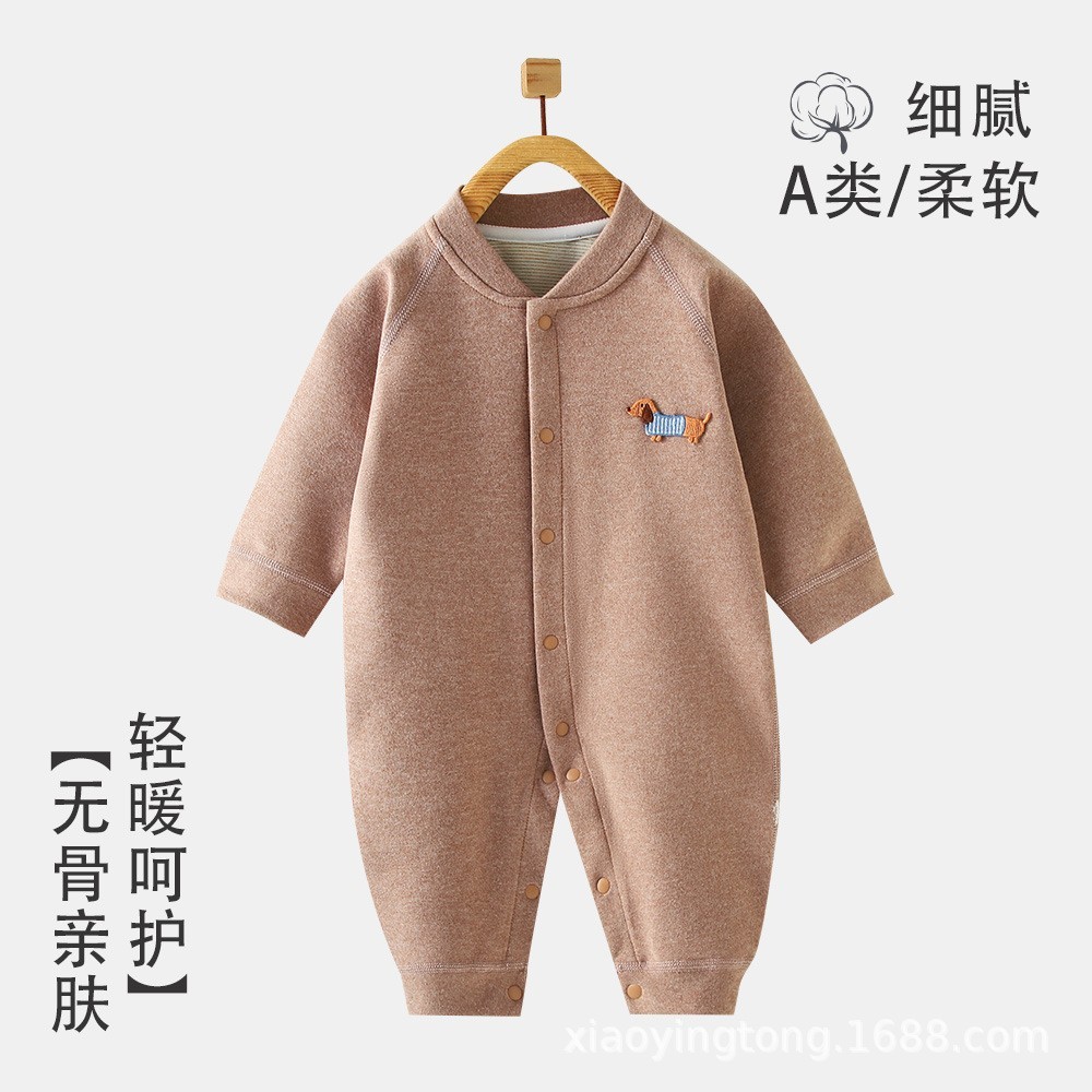 婴童装宝宝连体衣春秋款羊毛蚕丝爬服男女宝宝无骨打底家居服图4