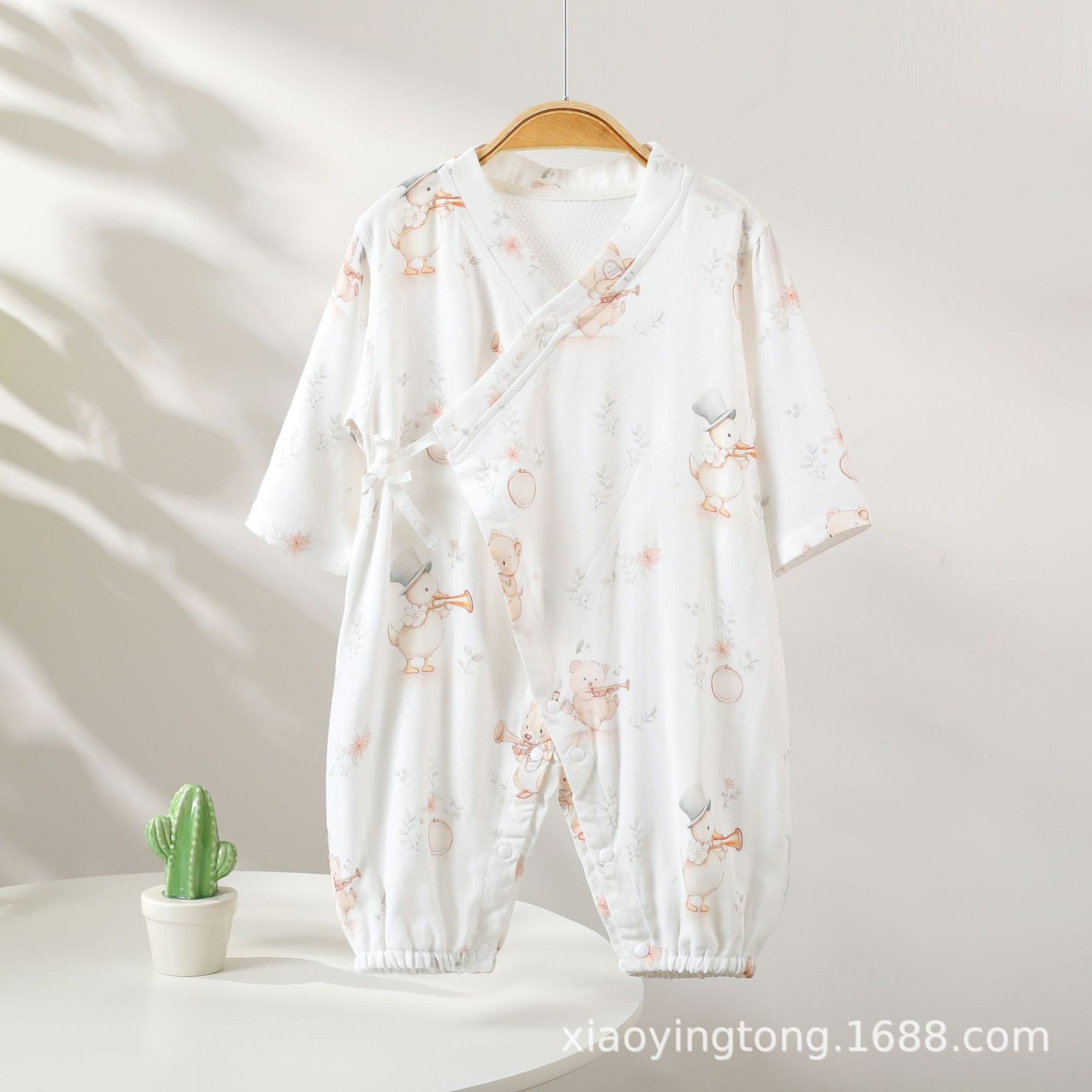 婴儿纱布连体衣宝宝夏款超薄长袖纯棉哈衣儿童夏季空调服新生爬服图3