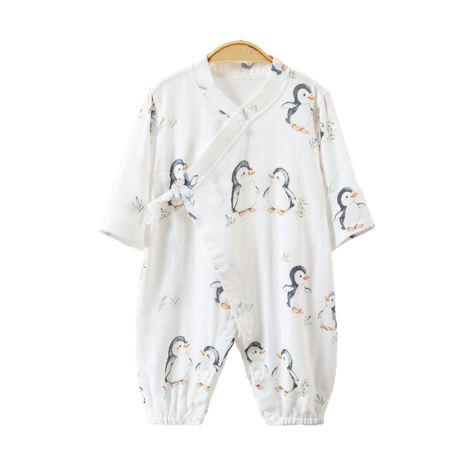 婴儿纱布连体衣宝宝夏款超薄长袖纯棉哈衣儿童夏季空调服新生爬服图5