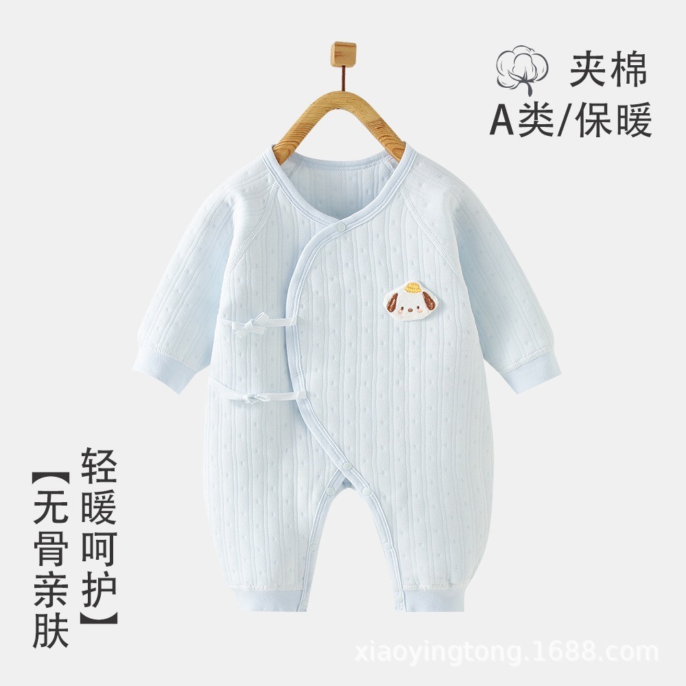 2025新款婴儿连体衣新生儿无骨哈衣宝宝春秋三层保暖哈衣爬服图2