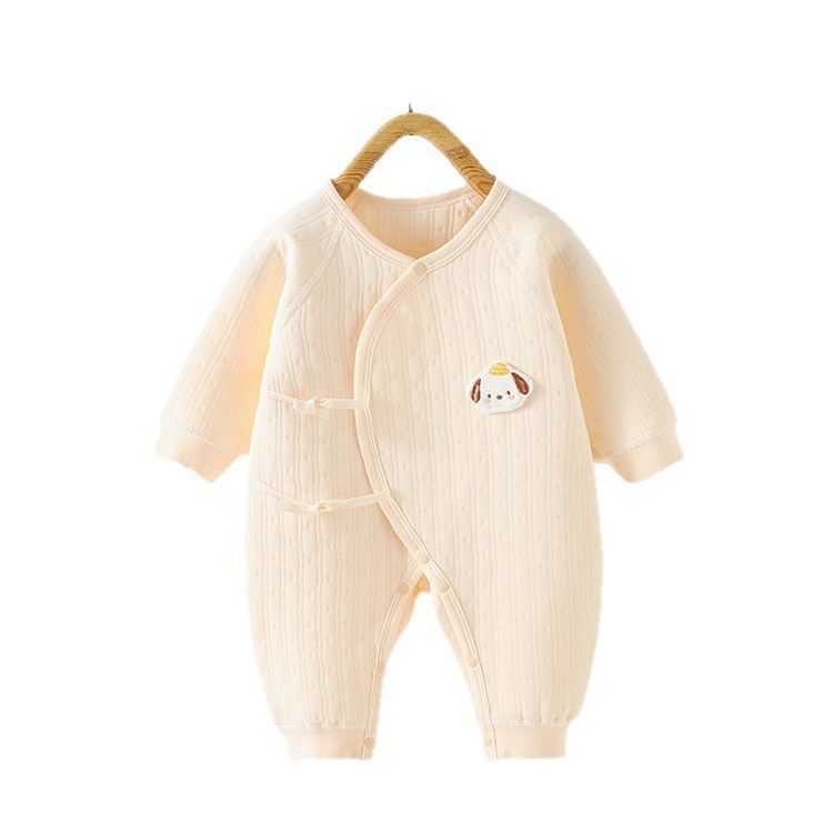 2025新款婴儿连体衣新生儿无骨哈衣宝宝春秋三层保暖哈衣爬服图4