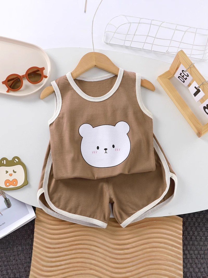 【定制】儿童背心套装宝宝夏季无袖两件套纯棉运动休闲衣服中小童图3