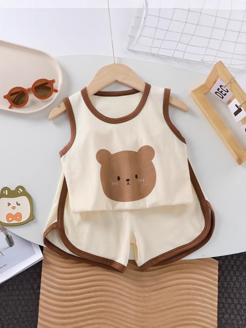 【定制】儿童背心套装宝宝夏季无袖两件套纯棉运动休闲衣服中小童图2