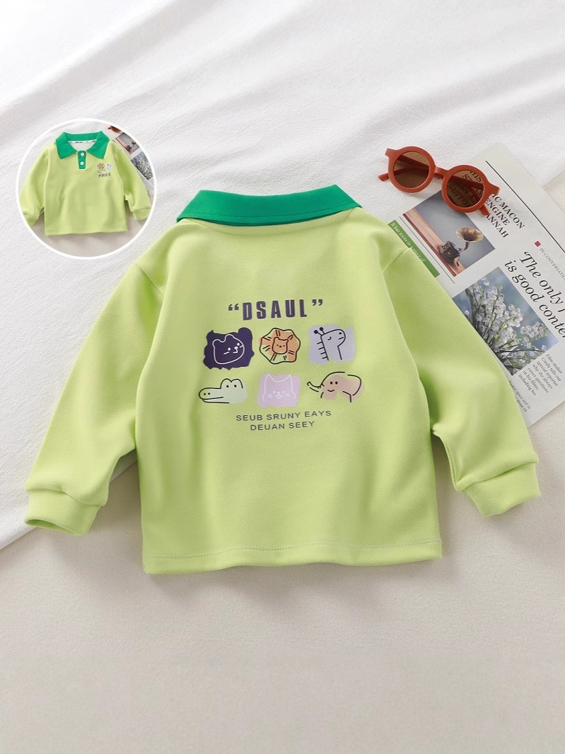 【定制】春秋新款女童时尚宽松百搭Polo衫男童保暖外穿卫衣上衣图3