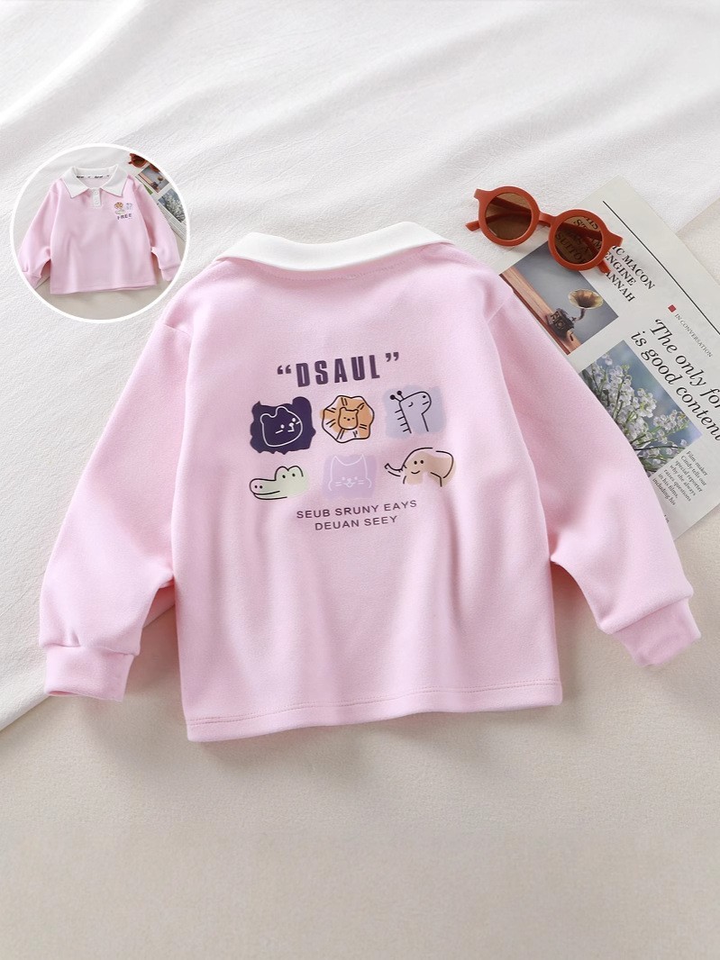 【定制】春秋新款女童时尚宽松百搭Polo衫男童保暖外穿卫衣上衣图5