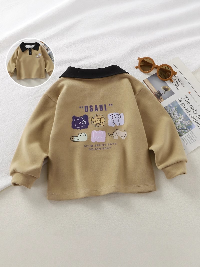 【定制】春秋新款女童时尚宽松百搭Polo衫男童保暖外穿卫衣上衣