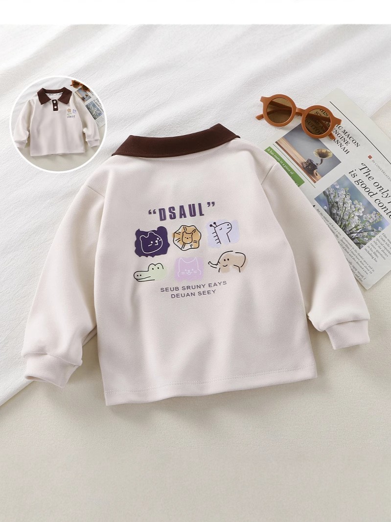 【定制】春秋新款女童时尚宽松百搭Polo衫男童保暖外穿卫衣上衣图4