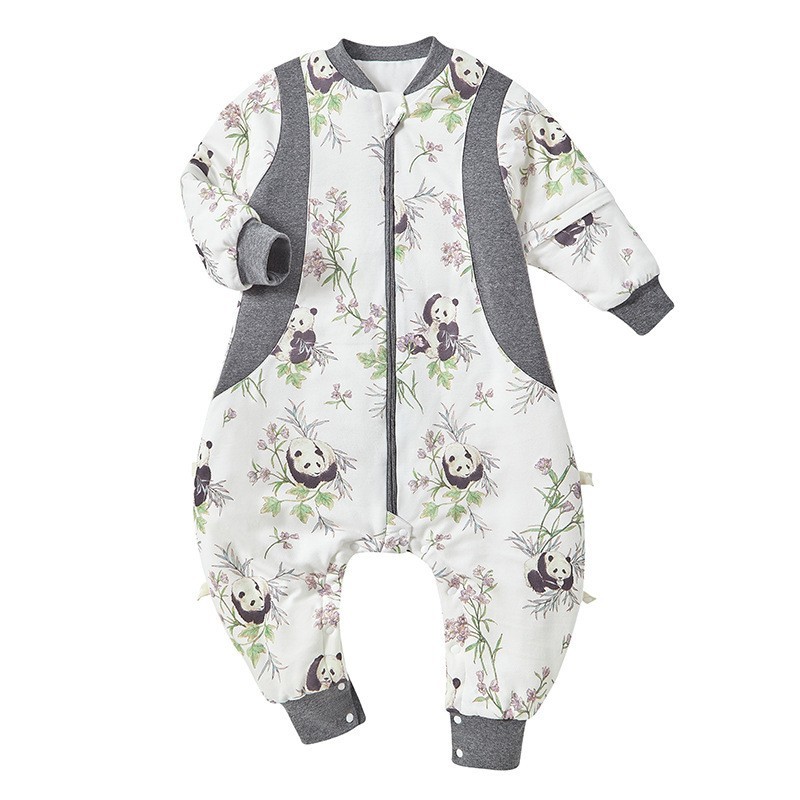 夹棉儿童分腿睡袋秋冬纯棉加厚连体衣婴幼儿恒温宝宝抑菌睡衣A类图5