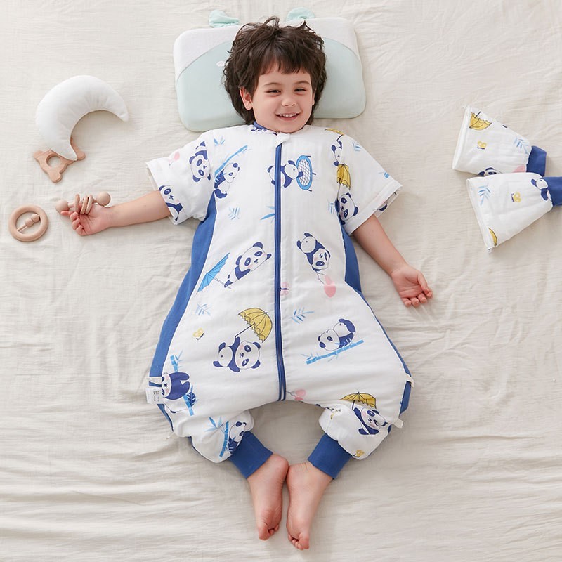 婴儿纱布夹棉分腿睡袋纯棉纱布婴儿睡袍宝宝空调房护肚防踢被神器图4