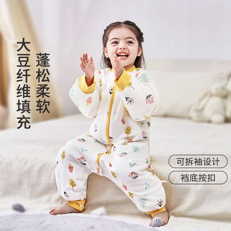 婴儿睡袋秋冬夹棉睡袋加厚棉大豆宝宝分腿睡袋保暖睡衣儿童防踢被图4