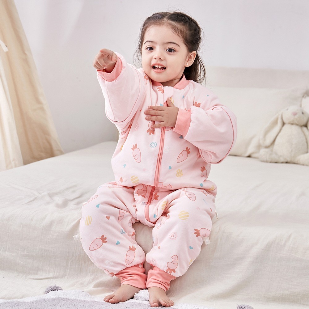 婴儿睡袋秋冬夹棉睡袋加厚棉大豆宝宝分腿睡袋保暖睡衣儿童防踢被图3