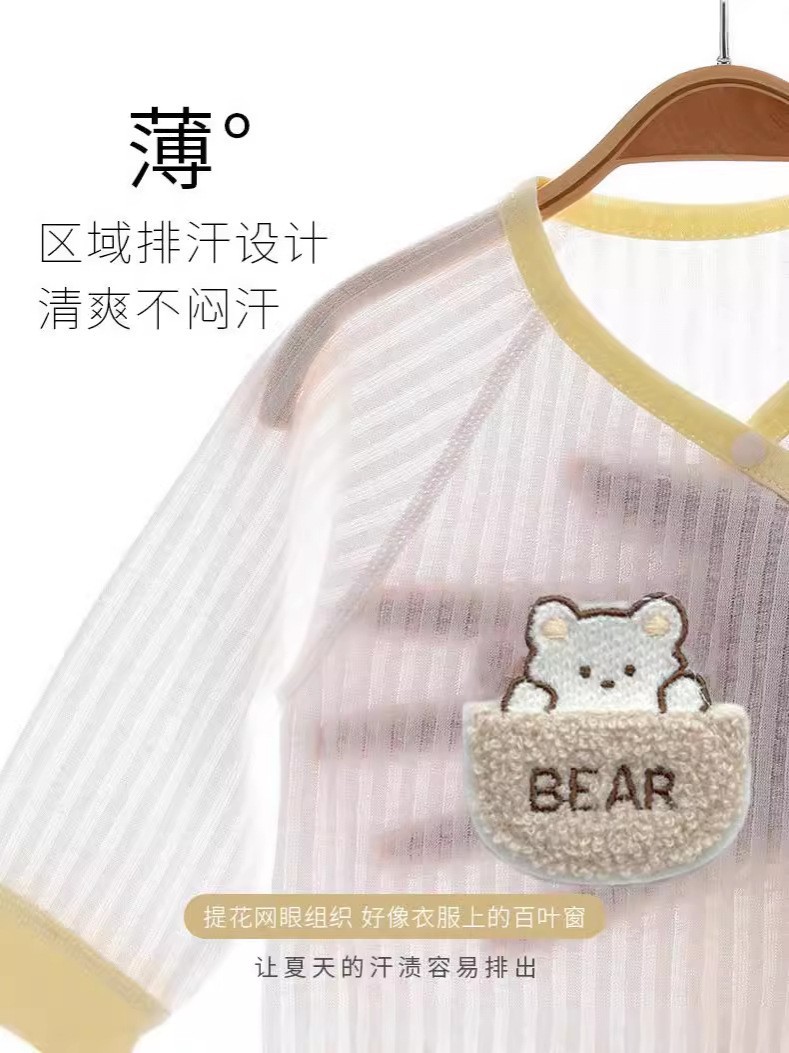 定制新生儿连体婴儿无骨哈衣春夏纯棉和尚服宝宝爬服春秋睡衣连体图3