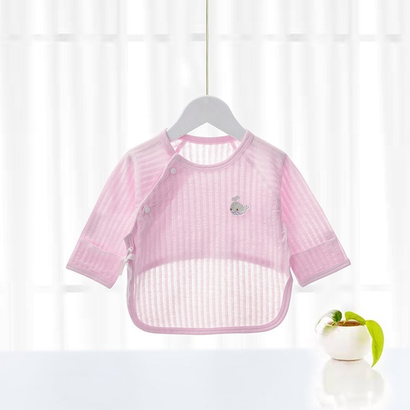 定制婴儿半背衣纯棉无骨和尚服a类夏季薄款新生儿初生上衣半背衣图4